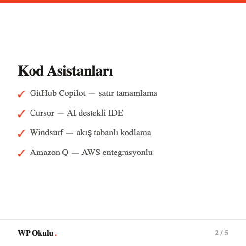 Kod asistanları - GitHub Copilot, Cursor, Windsurf, Amazon Q karşılaştırması