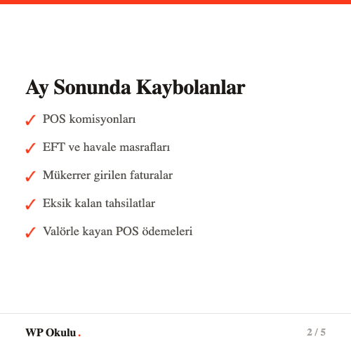Ay sonu mutabakatında kaybolan şeyler - POS komisyonu, EFT masrafı, mükerrer kayıt, eksik tahsilat