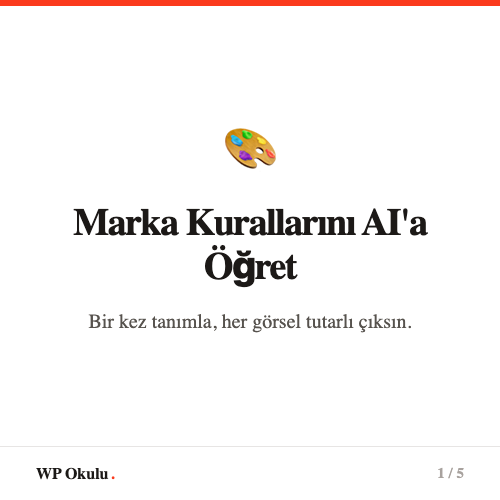 Marka Kurallarını Yapay Zekaya Öğret - Her görsel tutarlı çıksın