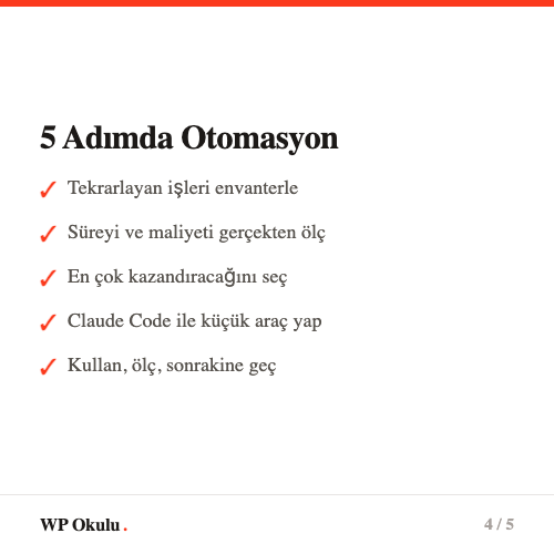 Otomasyon için 5 adımlı yol haritası - Envanter, seçim, tasarım, araç, ölçüm