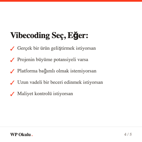 Karşılaştırma tablosu - Vibecoding vs No-Code vs Geleneksel Kodlama