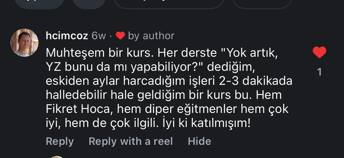 @hcimcoz Instagram yorumu