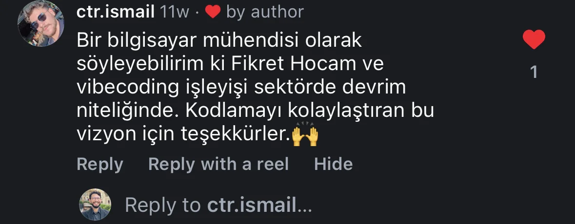 @ctr.ismail Instagram yorumu