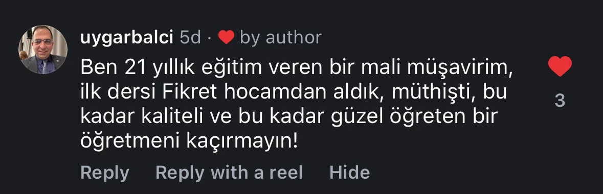 @uygarbalci Instagram yorumu