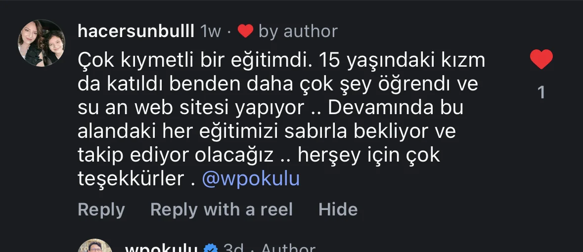 @hacersunbulll Instagram yorumu