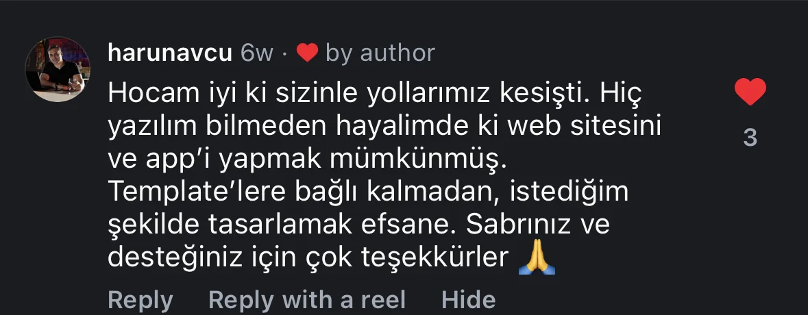 @harunavcu Instagram yorumu