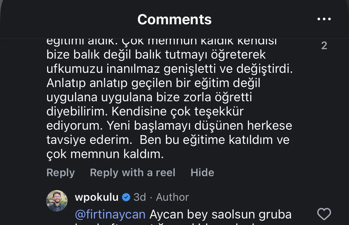@firtinaycan Instagram yorumu