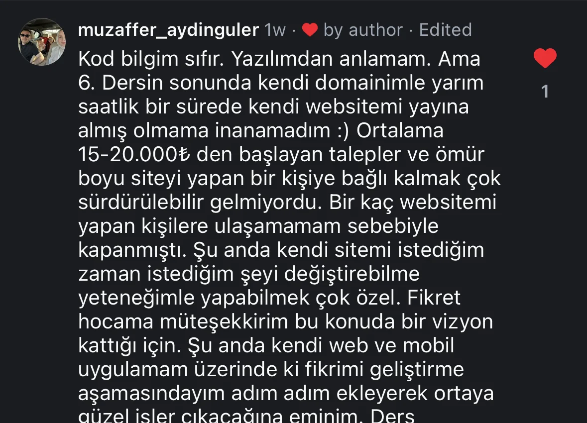 @muzaffer_aydinguler Instagram yorumu
