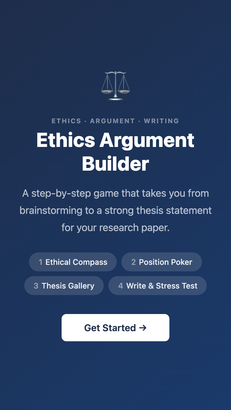 Ethics Argument Builder — Karşılama ekranı